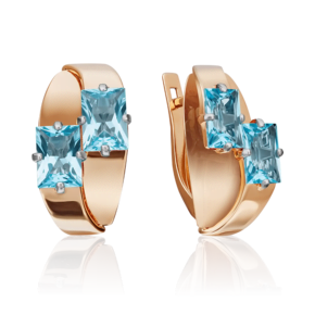 Серьги с английским замком из красного золота с топазами