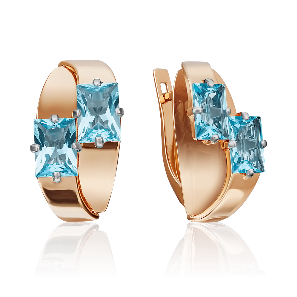 Серьги с английским замком из красного золота с топазами 02-4309-00-201-1110-57