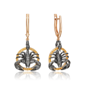 Серьги «Скорпионы» из комбинированного золота с цитринами 02-5285-00-206-1111