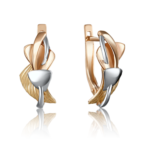 Серьги с английским замком из комбинированного золота 02-4063-00-000-1113-48