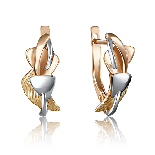 Серьги с английским замком из комбинированного золота 02-4063-00-000-1113-48