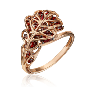 Кольцо «Дубовый лист» из красного золота с гранатами 01-5375-00-204-1110-57