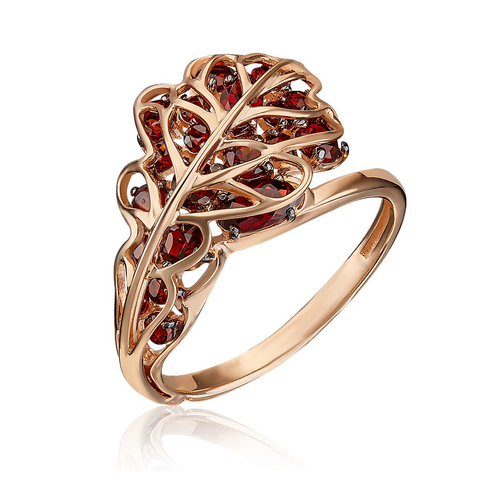 Кольцо «Дубовый лист» из красного золота с гранатами 01-5375-00-204-1110-57