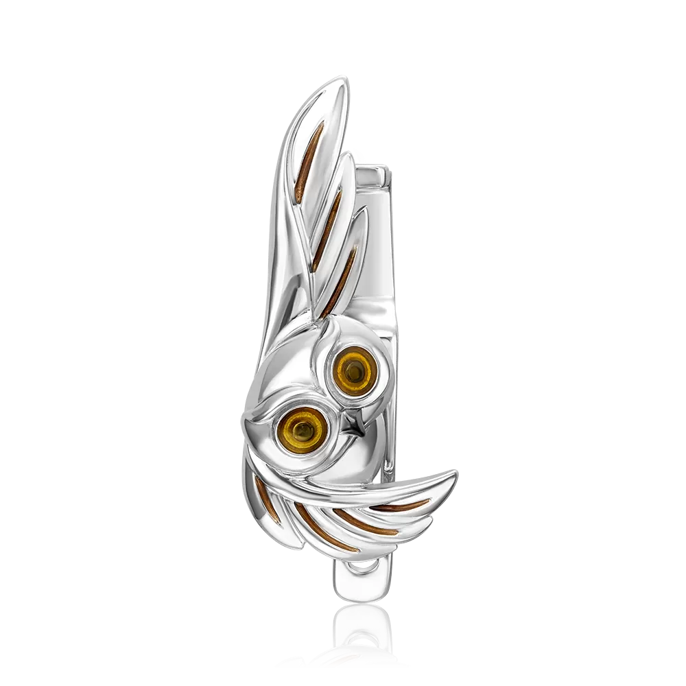 Аксессуар на лацкан «Сова» из серебра с эмалью 12-0016-00-000-0200