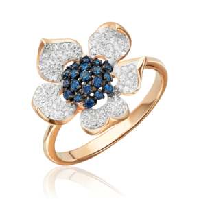 Кольцо «Пион» из красного золота с фианитами 01-4551-00-404-1110-33