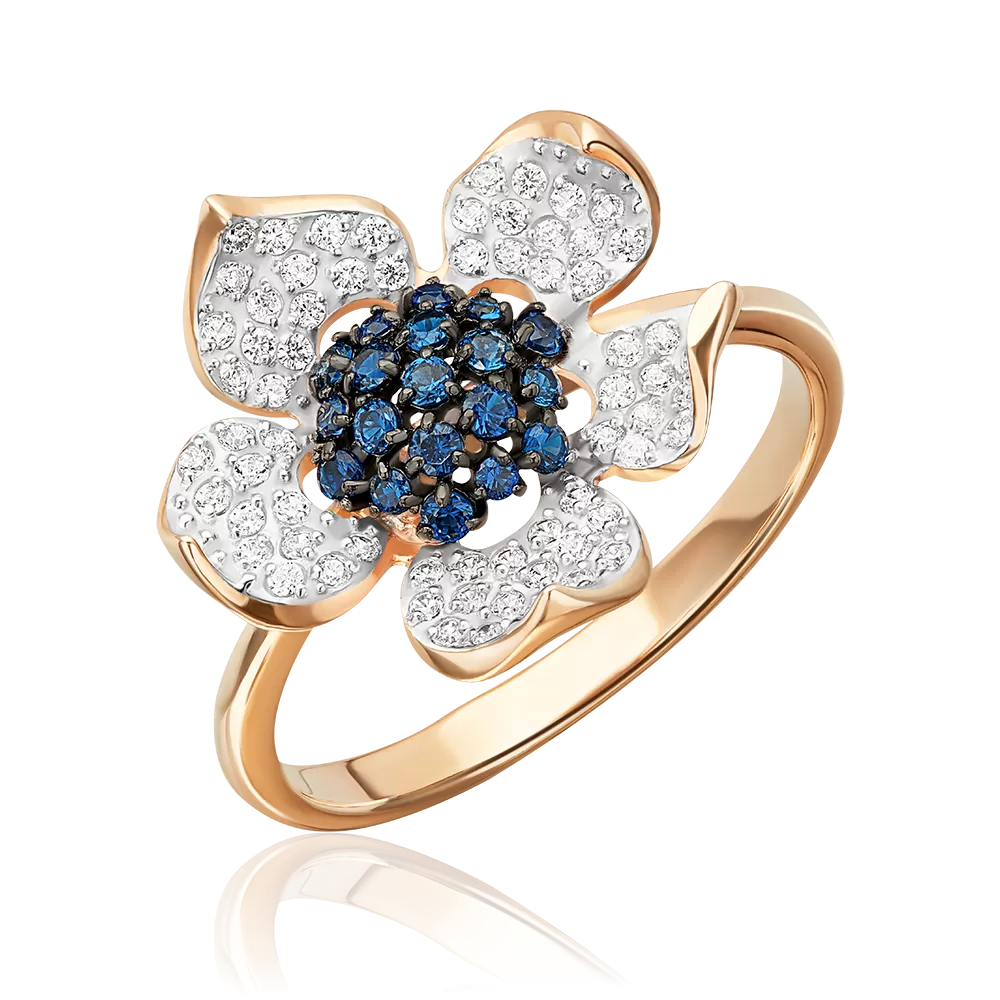 Кольцо «Пион» из красного золота с фианитами 01-4551-00-404-1110-33
