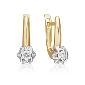 Серьги с английским замком из комбинированного золота с бриллиантом 02-5351-00-101-1121