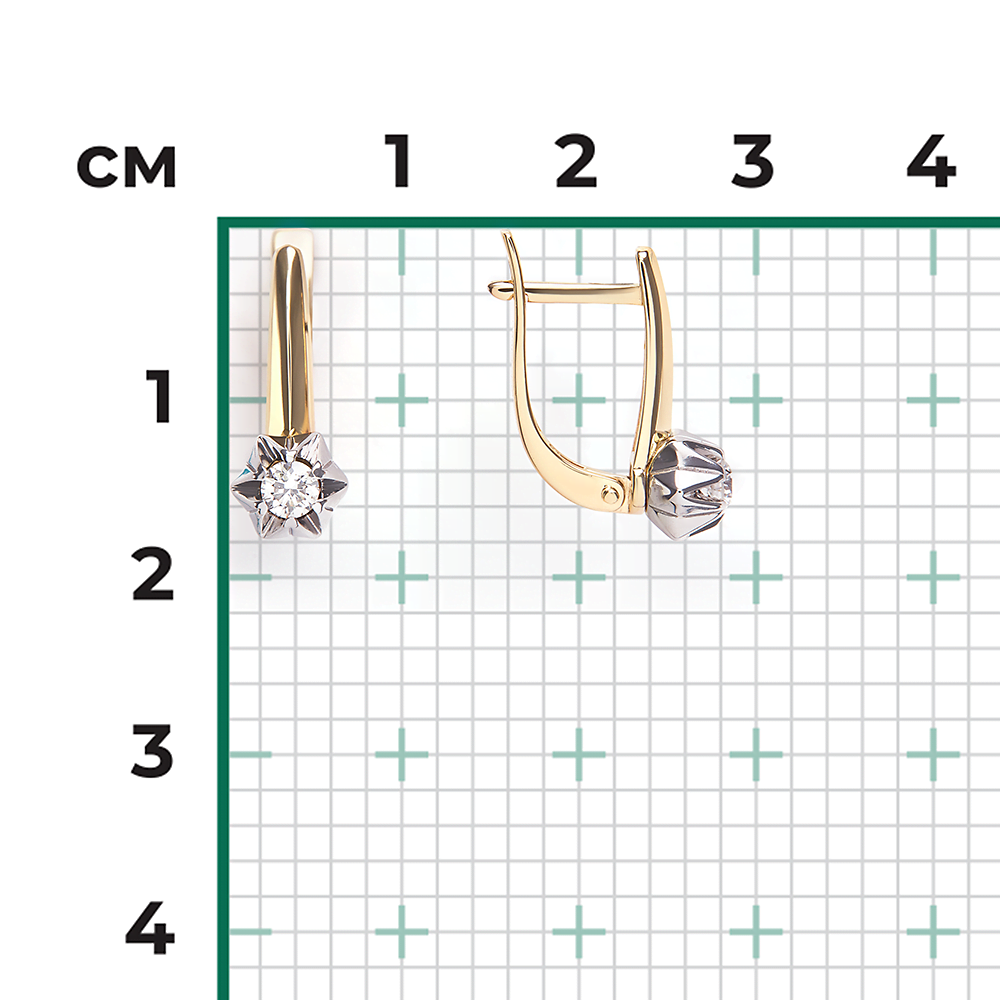 Серьги с английским замком из комбинированного золота с бриллиантом 02-5351-00-101-1121