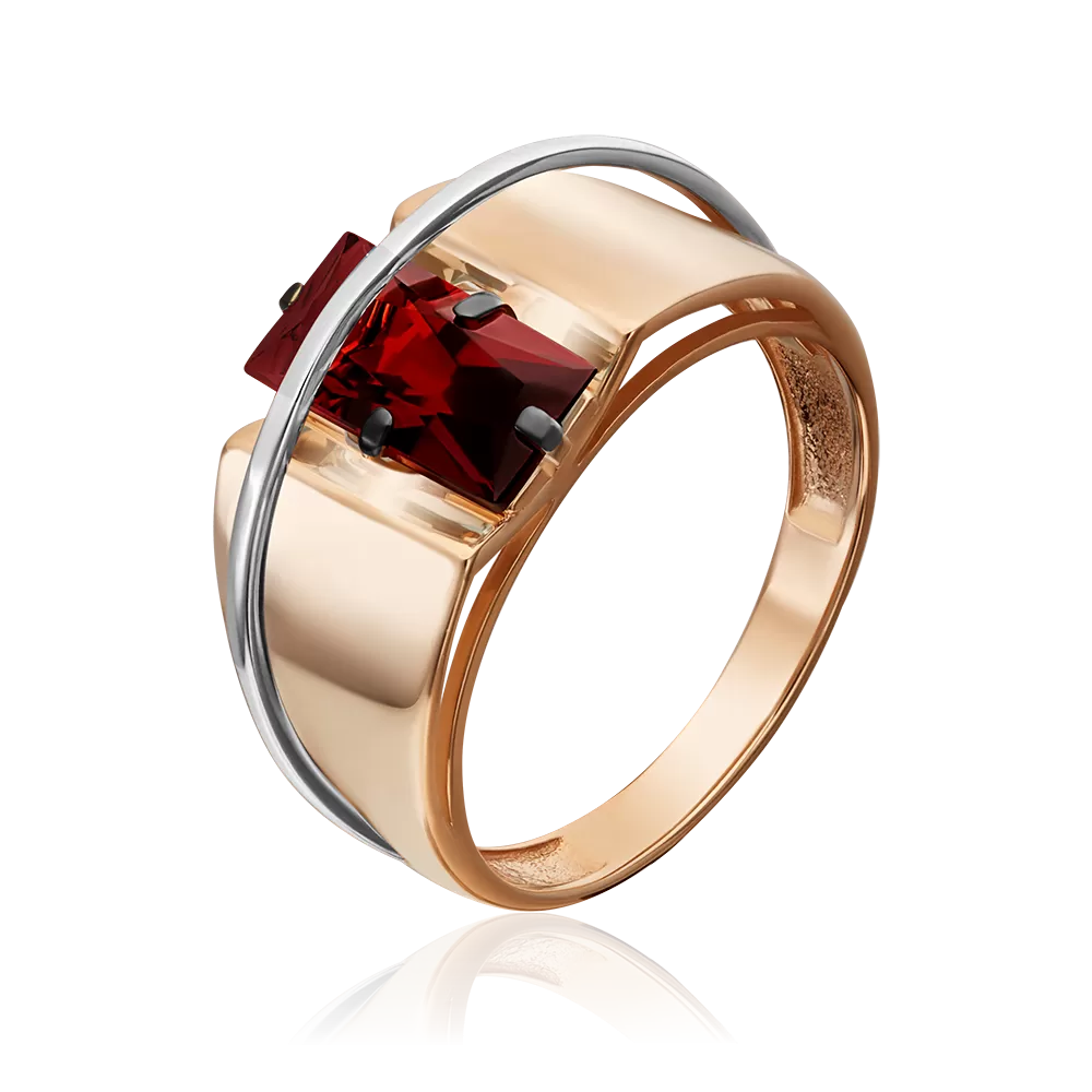 Кольцо из комбинированного золота с гранатом 01-5312-00-204-1111-46