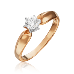 Помолвочное кольцо из комбинированного золота с бриллиантом 01-0912-00-101-1111-30