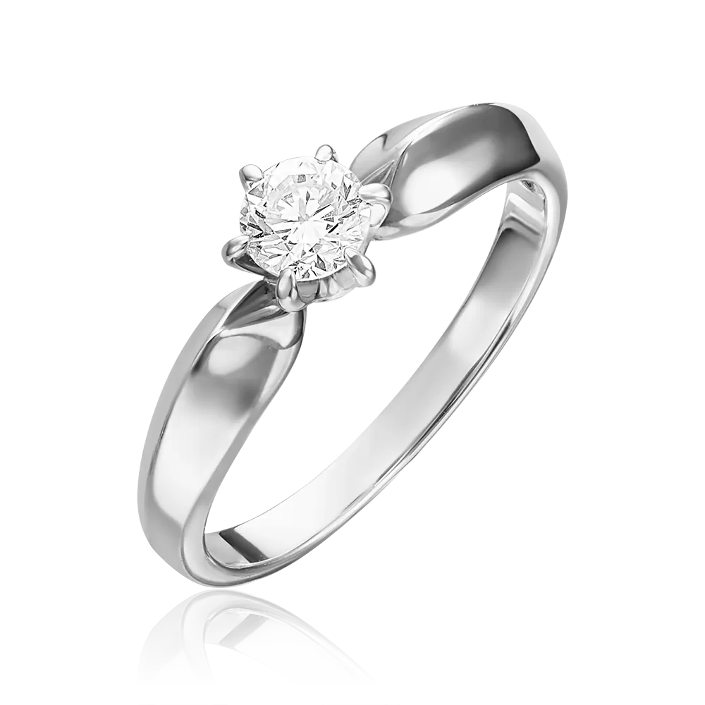 Помолвочное кольцо из белого золота с бриллиантом 01-0913-00-101-1120-30