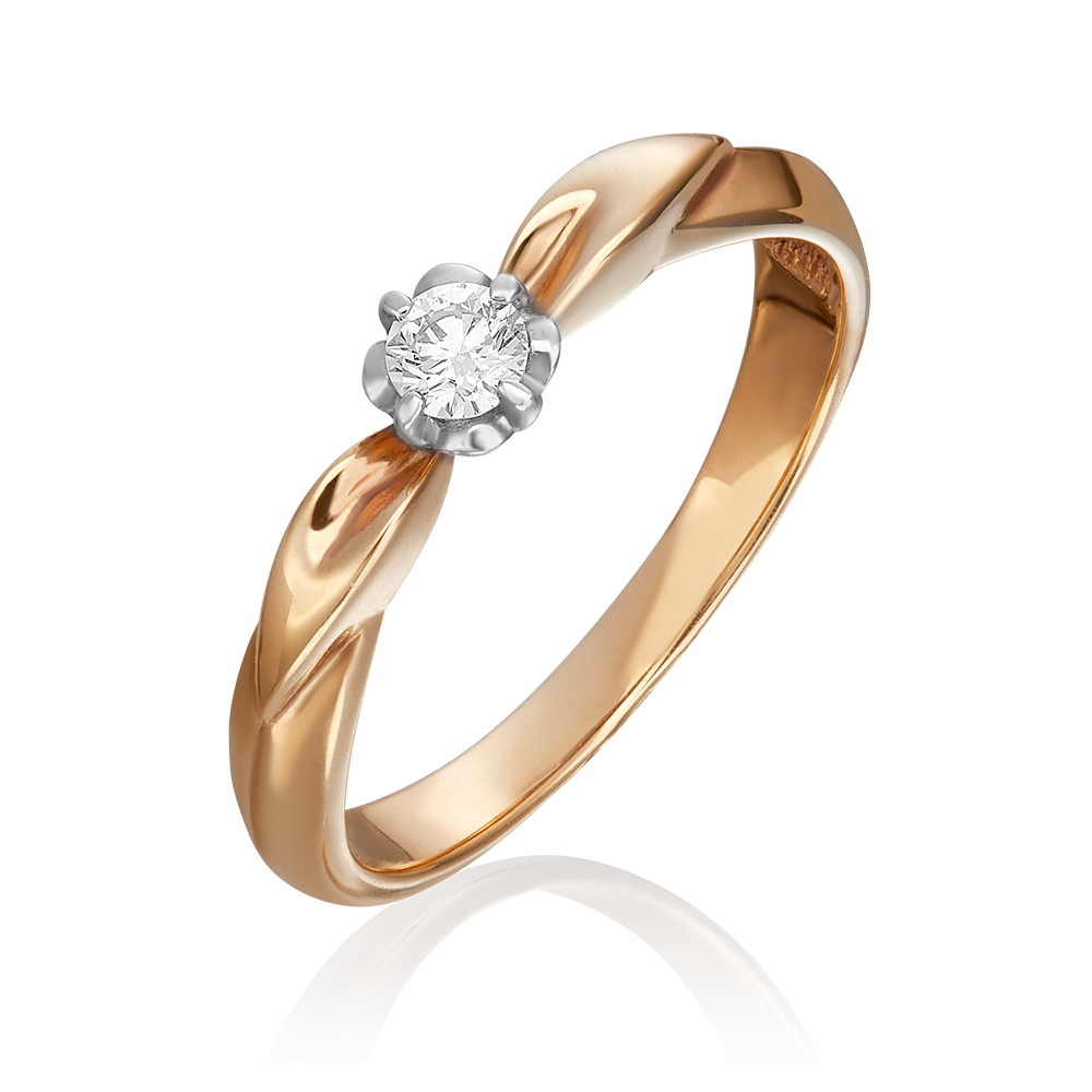 Помолвочное кольцо из комбинированного золота с бриллиантом 01-0956-00-101-1111-30