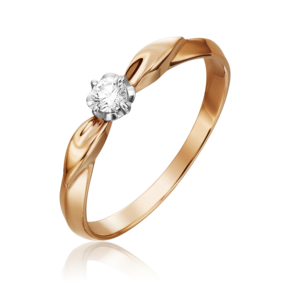 Помолвочное кольцо из комбинированного золота с бриллиантом