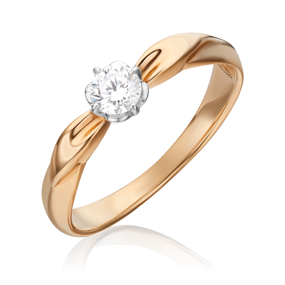 Помолвочное кольцо из комбинированного золота с бриллиантом 01-0962-00-101-1111-30