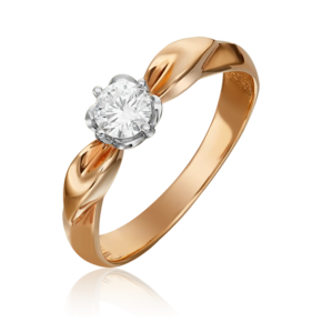 Помолвочное кольцо из комбинированного золота с бриллиантом 01-0964-00-101-1111-30