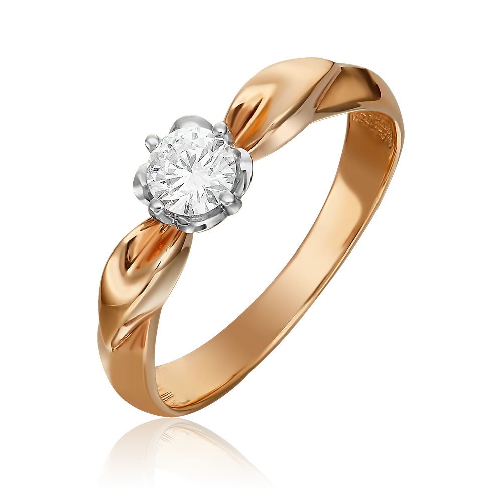 Помолвочное кольцо из комбинированного золота с бриллиантом 01-0964-00-101-1111-30