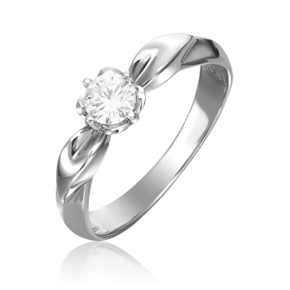 Помолвочное кольцо из белого золота с бриллиантом