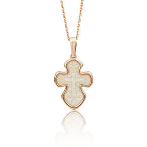 Православный крест из красного золота с бивнем мамонта 03-2505-00-292-1110-46