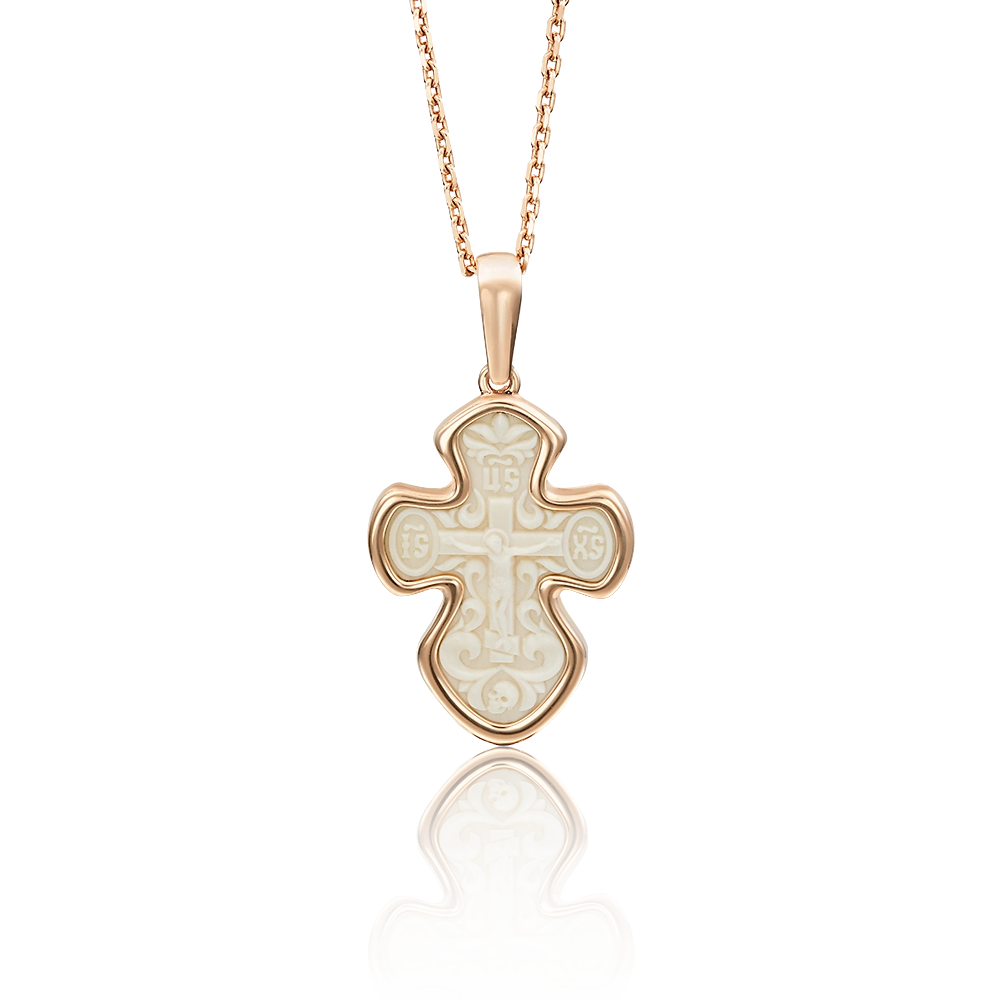 Православный крест из красного золота с бивнем мамонта 03-2505-00-292-1110-46