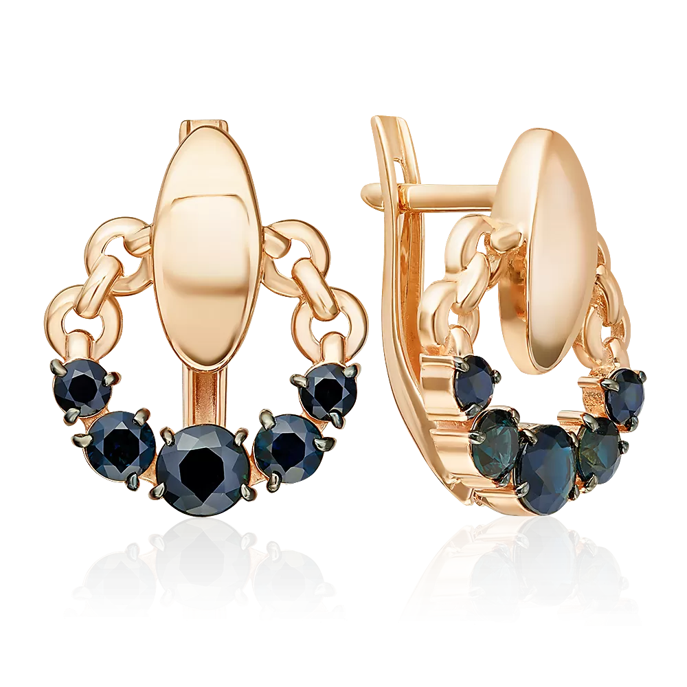 Серьги с английским замком из красного золота с сапфирами 02-5469-00-102-1110