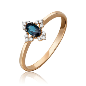 Кольцо из красного золота с сапфиром и бриллиантами 01-1419-00-105-1110-30