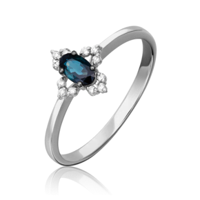 Кольцо из белого золота с сапфиром и бриллиантами 01-1420-00-105-1120-30