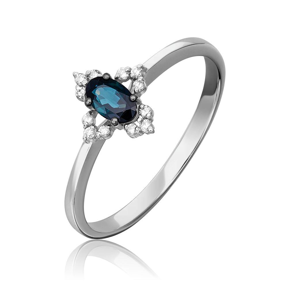 Кольцо из белого золота с сапфиром и бриллиантами 01-1420-00-105-1120-30