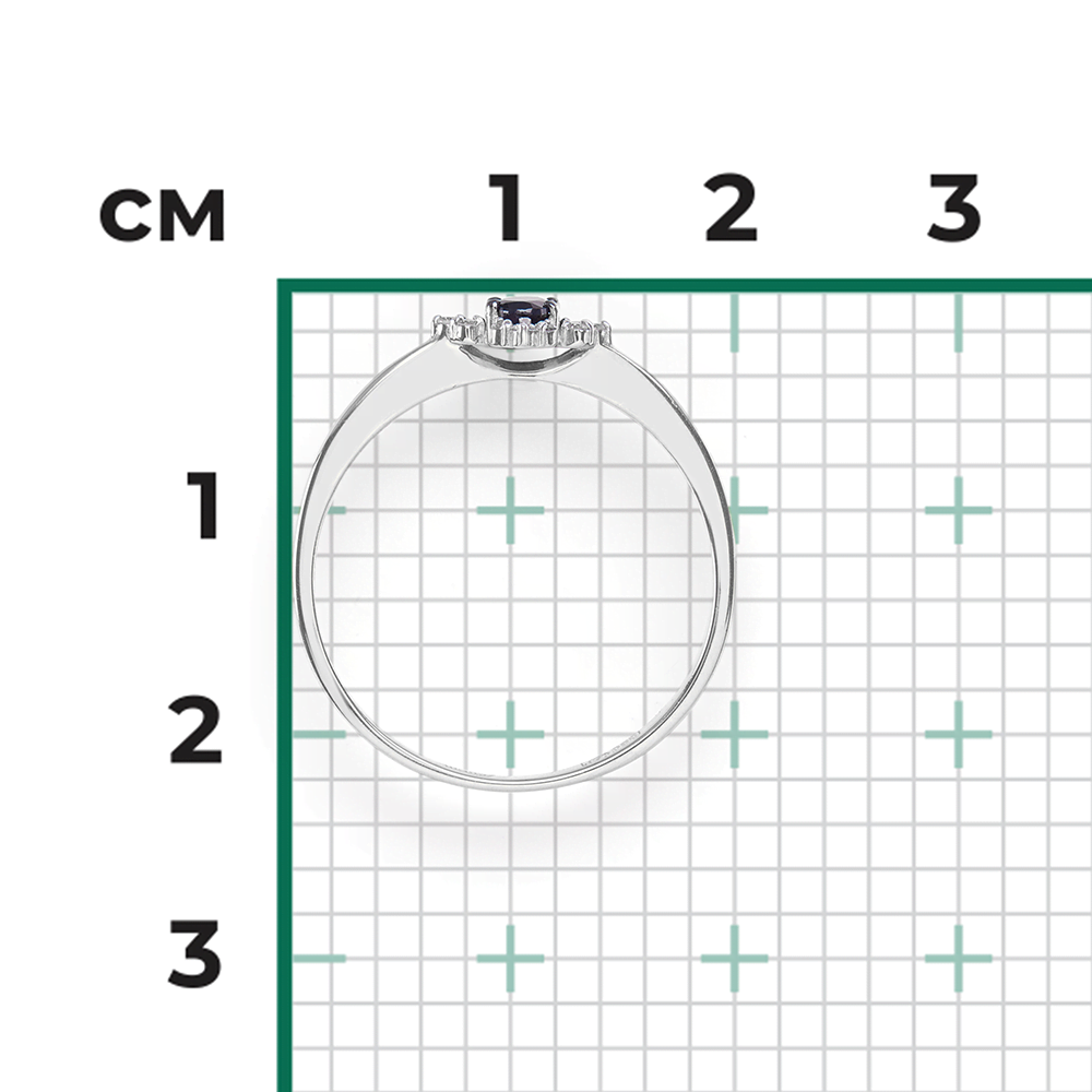 Кольцо из белого золота с сапфиром и бриллиантами 01-1420-00-105-1120-30