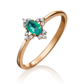 Кольцо из красного золота с изумрудом и бриллиантами 01-1419-00-106-1110-30