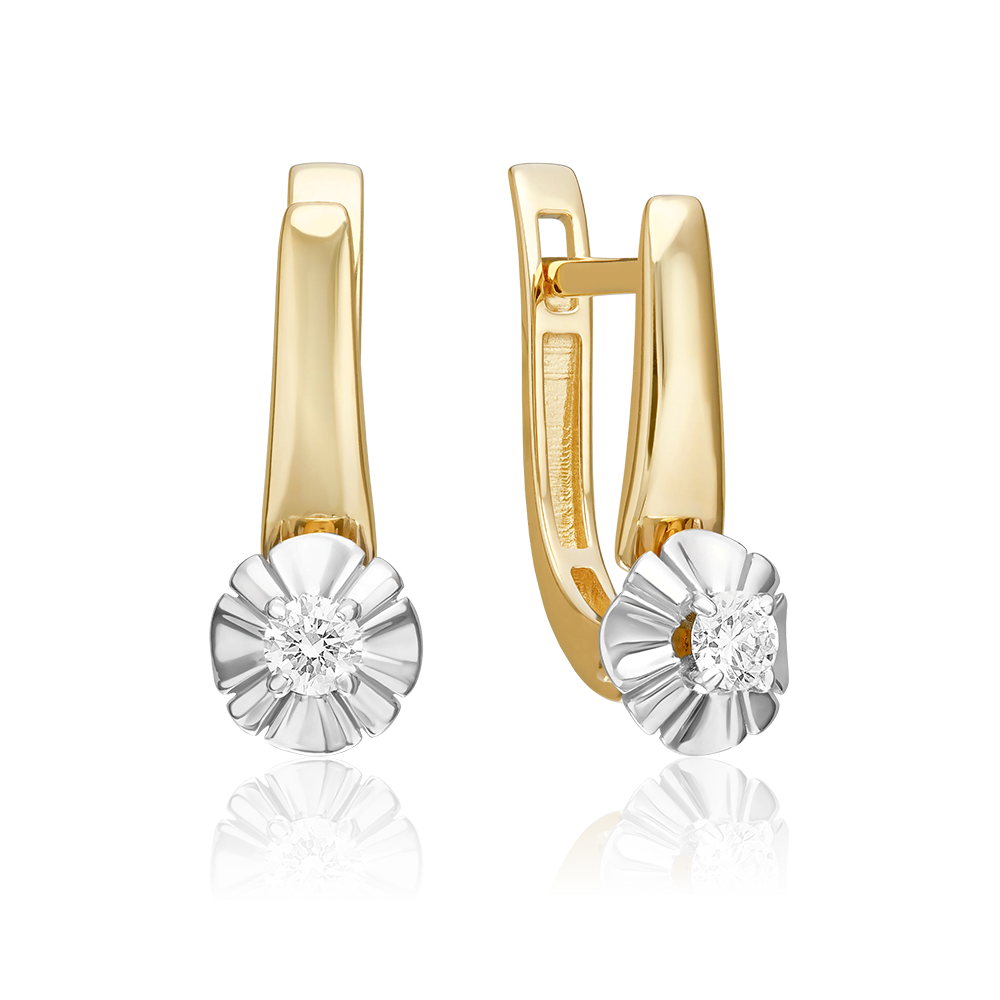 Серьги с английским замком из комбинированного золота с бриллиантом 02-5338-00-101-1121