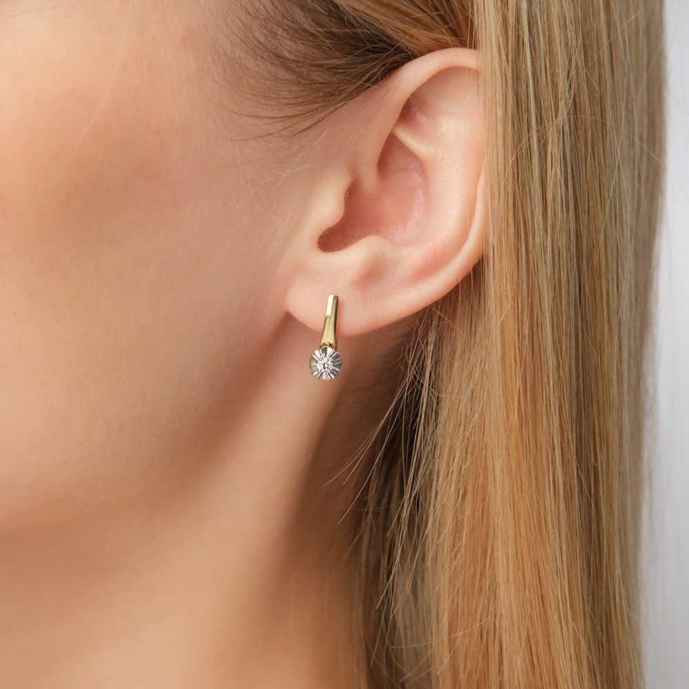 Серьги с английским замком из комбинированного золота с бриллиантом 02-5338-00-101-1121