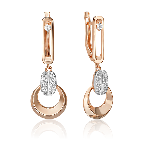 Серьги с английским замком из комбинированного золота с натуральными топазами white 02-4921-00-201-1111