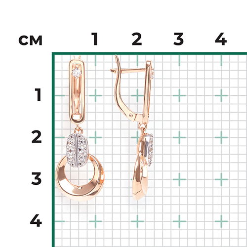 Серьги с английским замком из комбинированного золота с натуральными топазами white 02-4921-00-201-1111