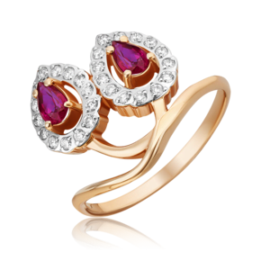 Кольцо из красного золота с рубинами и бриллиантами 01-5523-00-107-1110-30