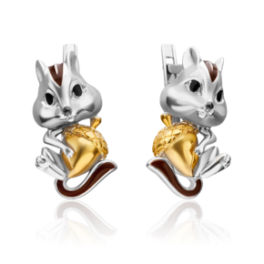 Серьги «Бурундуки» с английским замком из серебра с эмалью 02-5105-00-000-0200