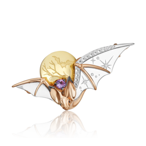 Брошь «Ночная магия» из комбинированного золота с аметистом и натуральными топазами white 04-0263-00-225-1140