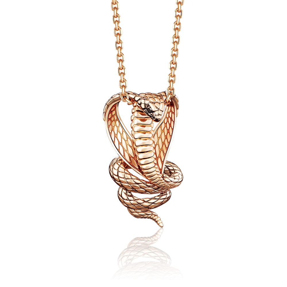 Подвеска «Кобра» из красного золота с фианитами и эмалью 03-2678-00-402-1110-48