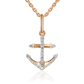 Подвеска «Якорь» из красного золота с фианитами 03-2447-00-401-1110-23