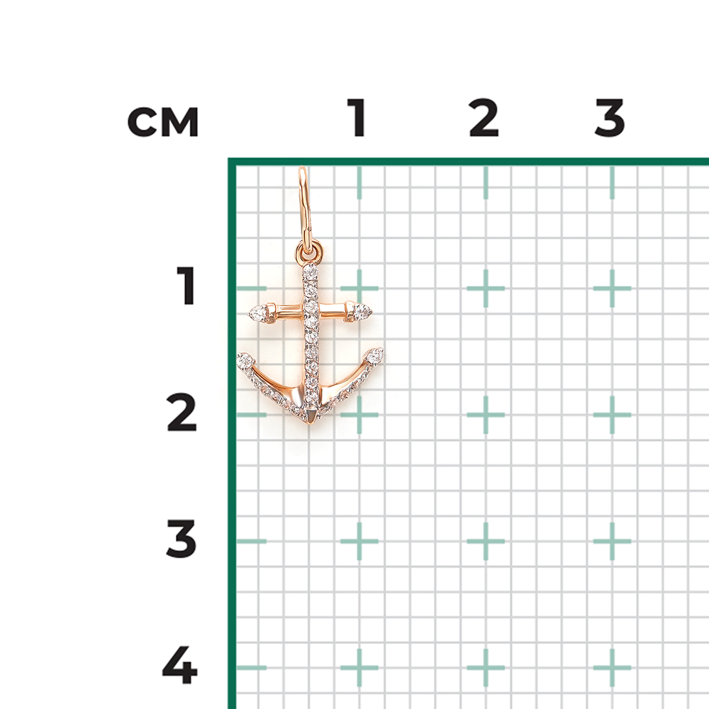 Подвеска «Якорь» из красного золота с фианитами 03-2447-00-401-1110-23