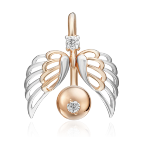 Пирсинг в пупок «Крылья» из красного золота с фианитами 06-3316-00-401-1110-03