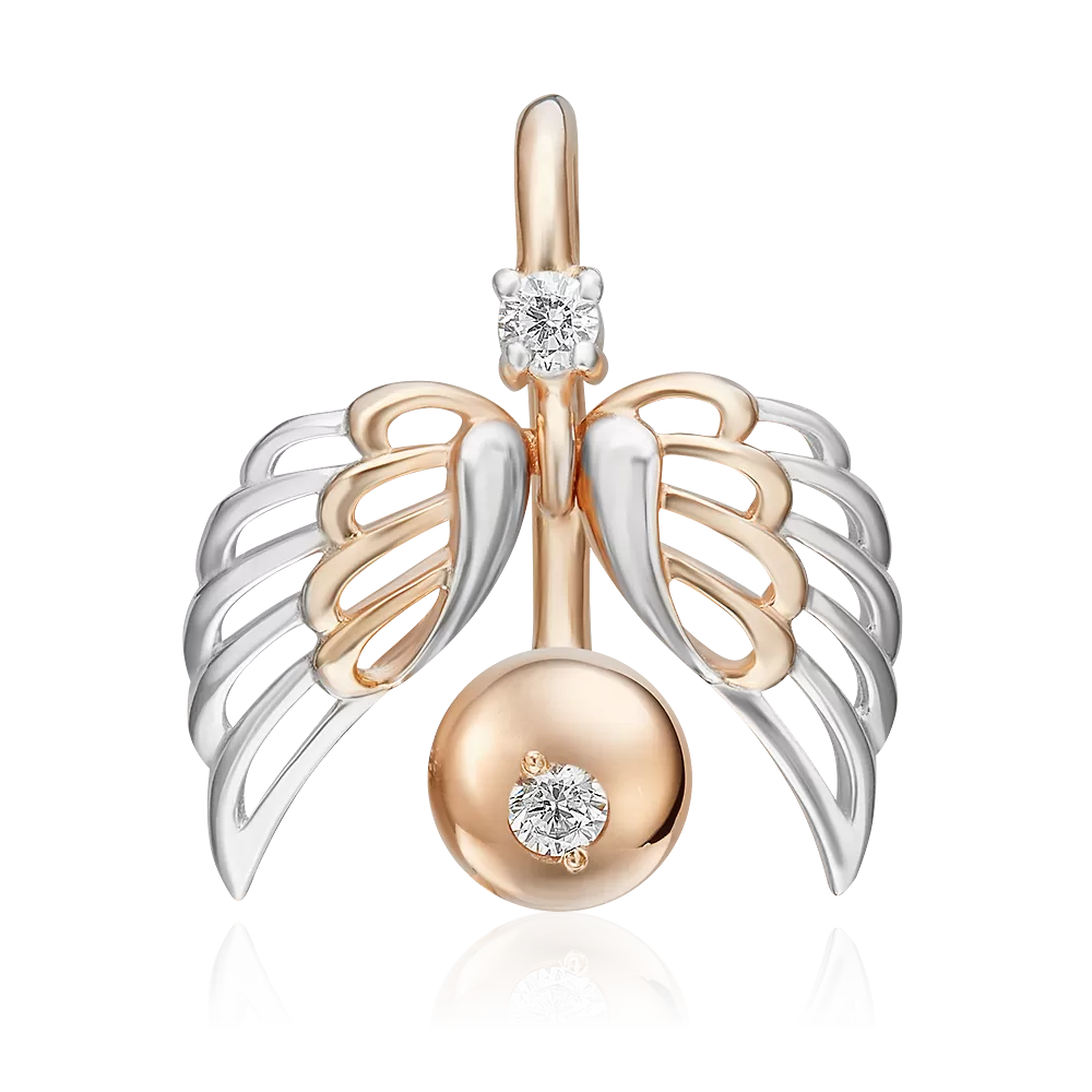 Пирсинг в пупок «Крылья» из красного золота с фианитами 06-3316-00-401-1110-03