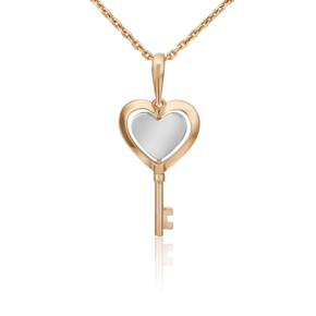 Подвеска «Ключ» из комбинированного золота с фианитом 03-3019-00-401-1111-48