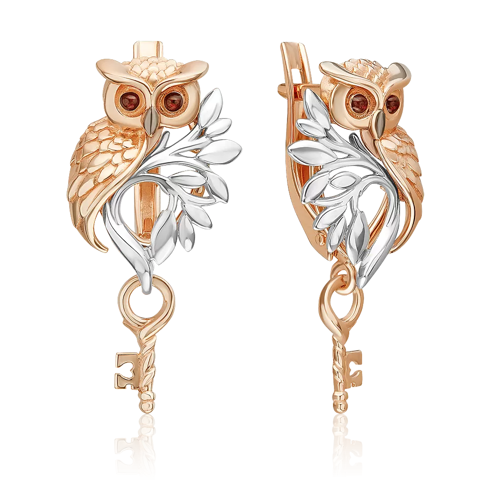 Серьги «Секрет мудрости» с английским замком из комбинированного золота 02-5322-00-000-1111