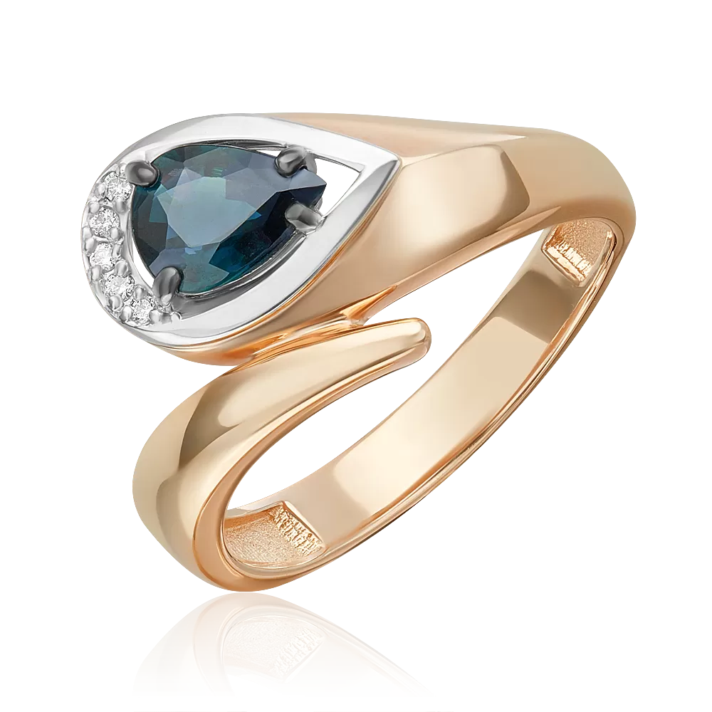 Кольцо из комбинированного золота с сапфиром и бриллиантами 01-5729-00-105-1111