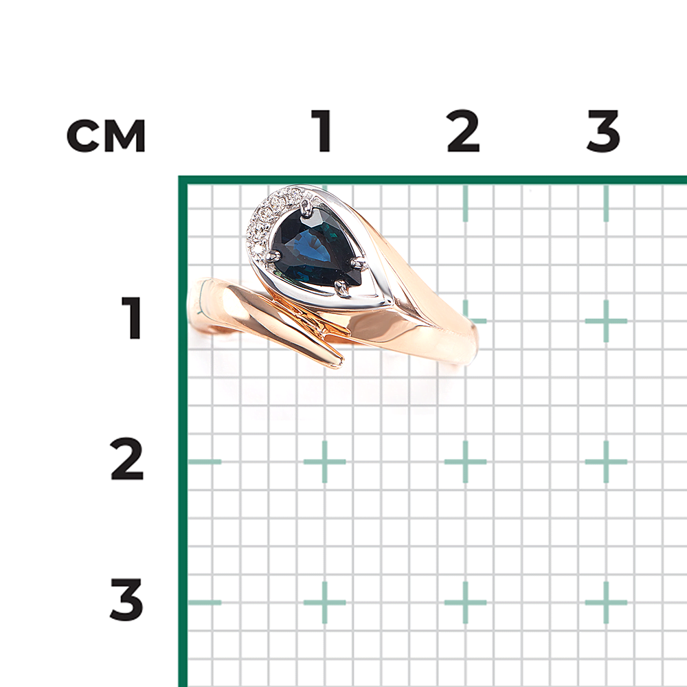 Кольцо из комбинированного золота с сапфиром и бриллиантами 01-5729-00-105-1111