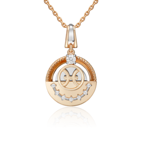 Подвеска «Знак зодиака Рыбы» из комбинированного золота с фианитами 03-3463-11-401-1111