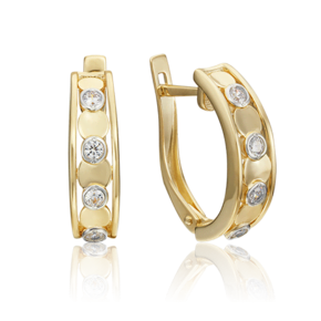 Серьги с английским замком из лимонного золота с фианитами 02-4545-00-401-1130-03