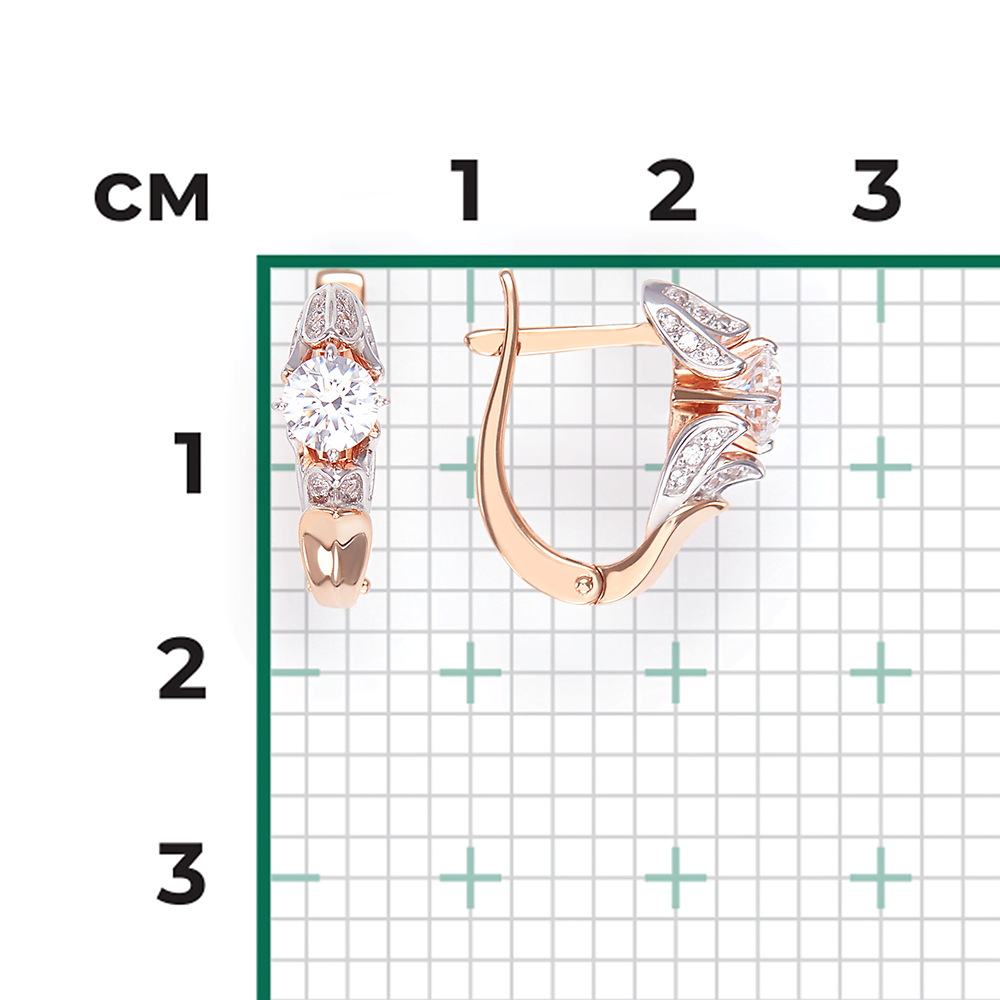 Серьги с английским замком из красного золота с фианитами 02-4296-00-501-1110-38