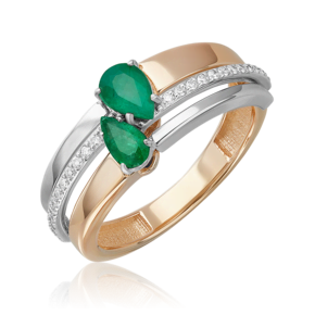 Кольцо из комбинированного золота с изумрудами и бриллиантами 01-5759-00-106-1111