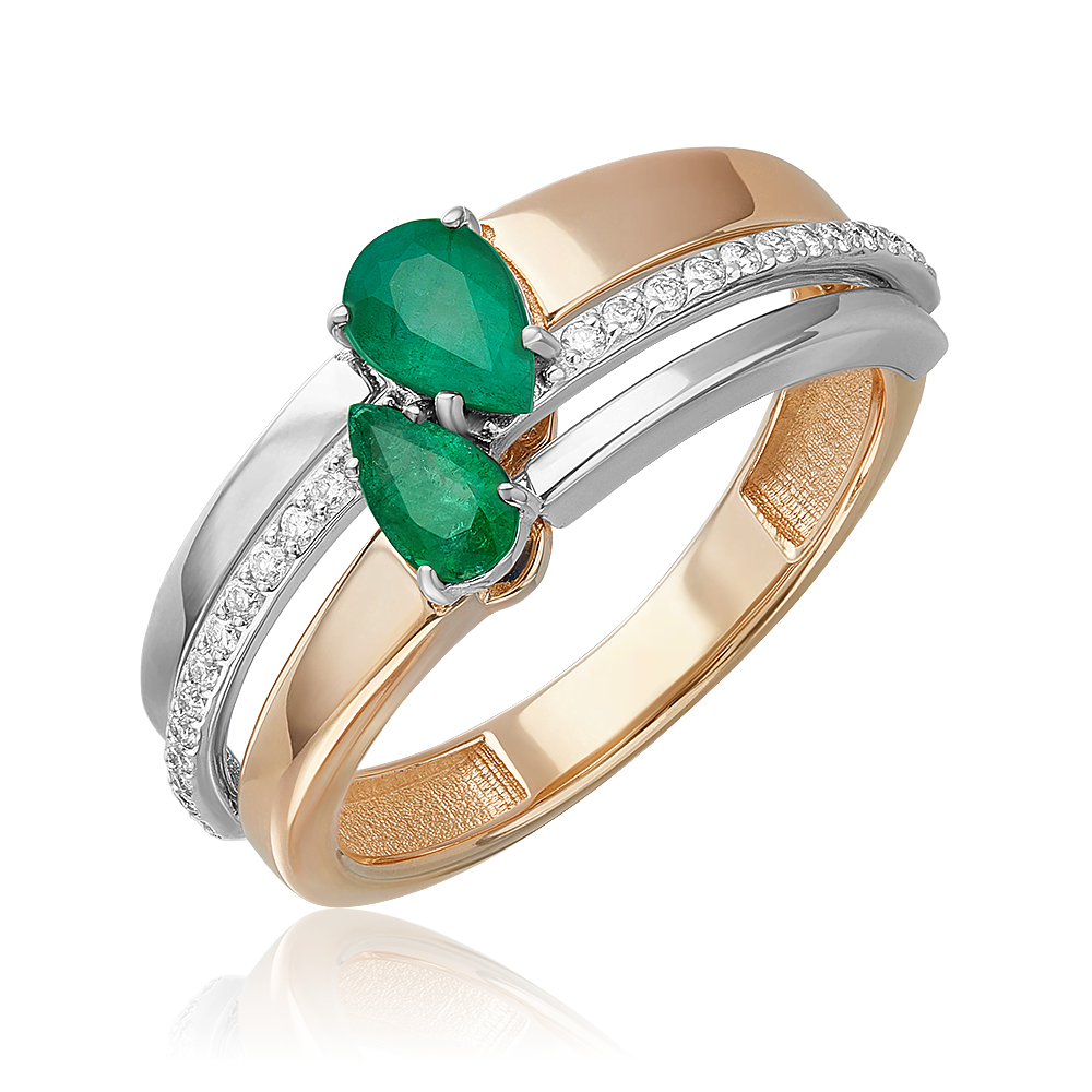 Кольцо из комбинированного золота с изумрудами и бриллиантами 01-5759-00-106-1111
